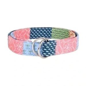 Vineyard Vines Women’s Pink Blue Green Derby Patchwork D-Ring Belt